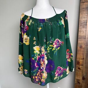 Maeve by Anthropologie 100% Silk Floral Off-Shoulder‎ Blouse
